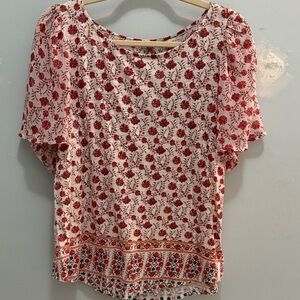Lucky Brand Red Floral Blouse